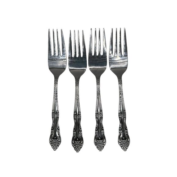 Stanley Roberts Dream Rose Stainless Steel Forks 4 dinner Floral Glossy Pattern - Picture 2 of 4